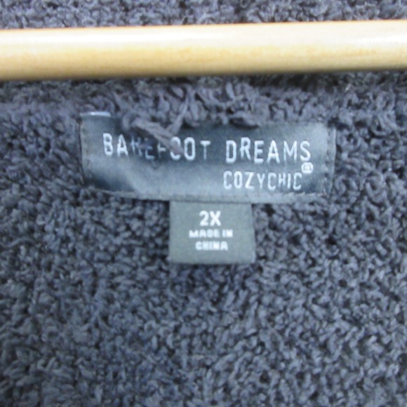 Barefoot Dreams CozyChic Directional Ribbed Cardigan Women 2X Gray Open Soft 840 - Picture 3 of 8